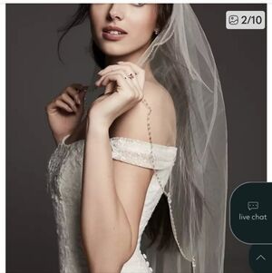 David's Bridal Ivory Veil with Beaded Edge